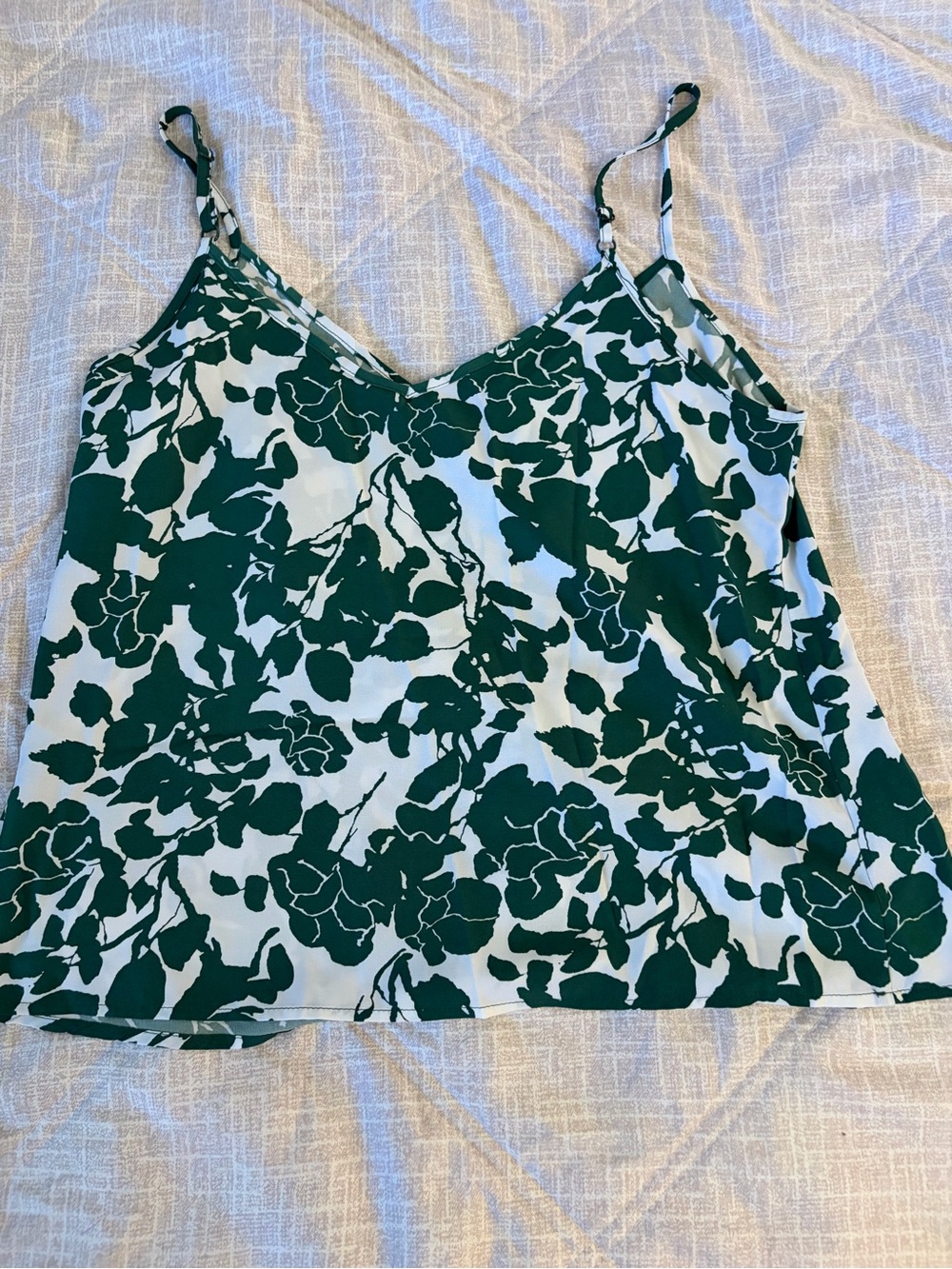 Green and White Floral V-Neck Cami Top